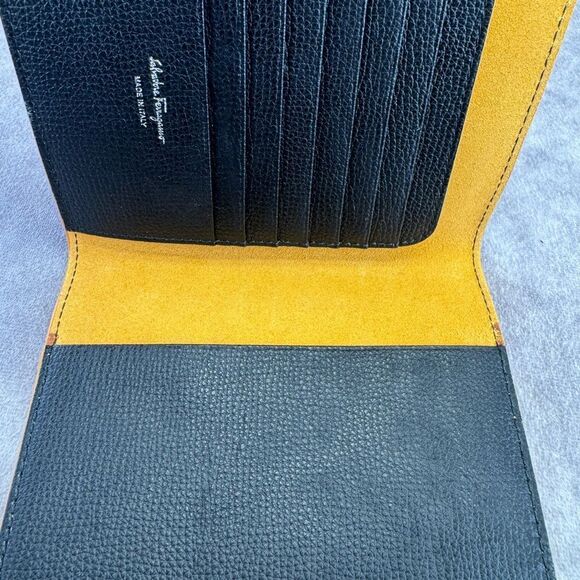 Salvatore Ferragamo Gancio Perforated Navy Leather Passport Holder - Picture 9 of 12